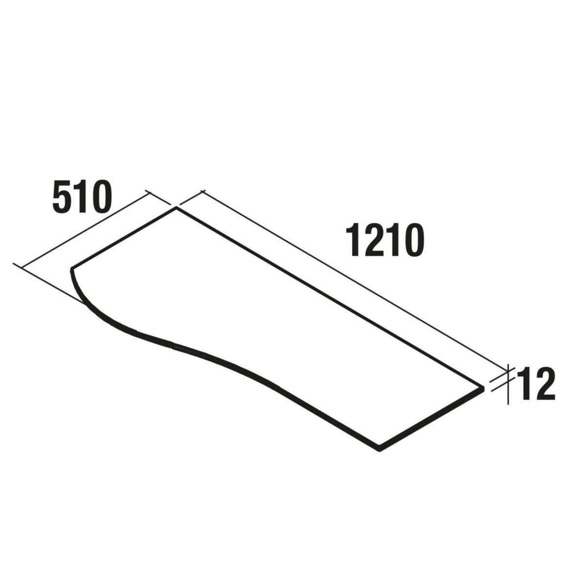 Plan de toilette droite MAM 1200 en solid Surface Blanc Mat Réf. 83882