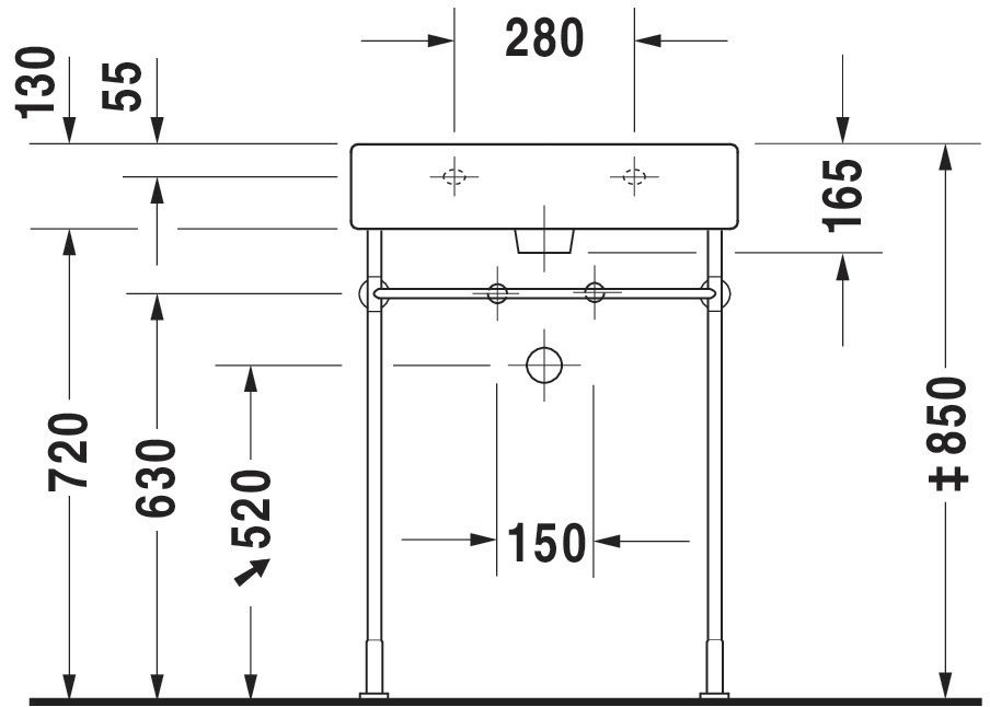 Lavabo VERO, 60 x 46,5, avec trop-plein et plage de robinetterie, Blanc Réf. 0454600000