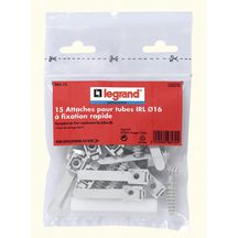 Attache pour tubes IRL avec cheville diamètre 16 mm sachet de 15 pièces