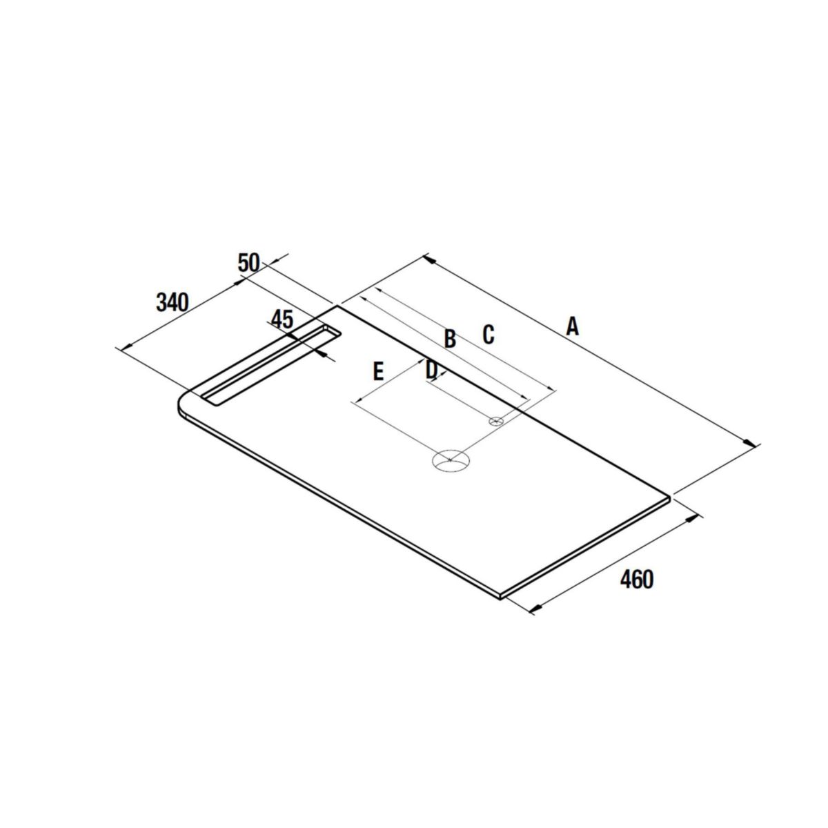 Plan de toilette avec porte-serviettes 12mm d'épaisseur 2001-2400 Solid Surface Blanc Mat Réf. 24469