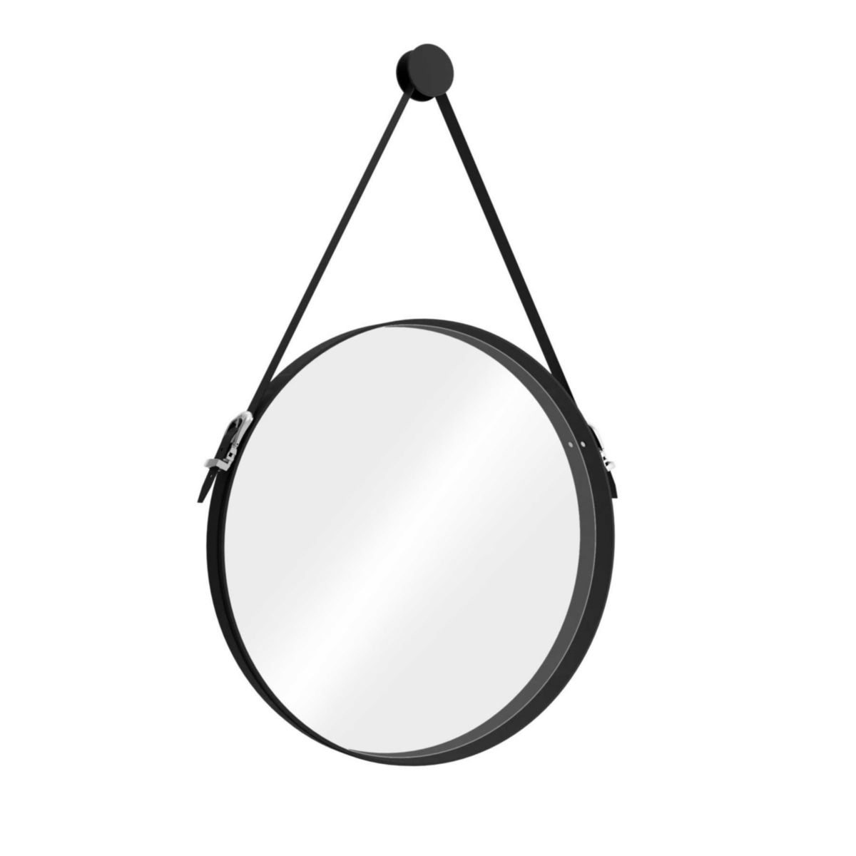 Miroir barbier ronds VINCI diamètre 51cm avec sangle aspect cuir et support mural Réf. 24789