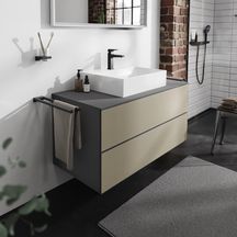 hansgrohe Xevolos E Meuble bas 1180/550 pour lavabo à poser Xevolos E avec 2 tiroirs caisson Gris mat, Façade: Bronze texturé