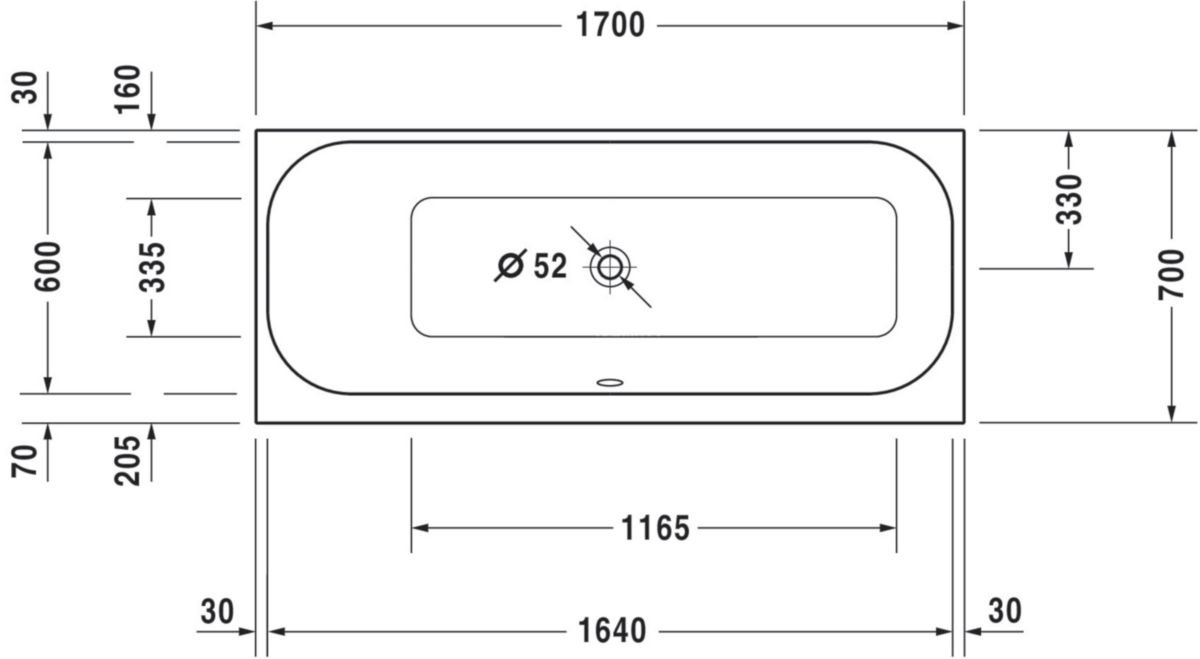 Baignoire Happy D2 1700x700mm blanc a encastrer angle gauche réf. 700310000000000