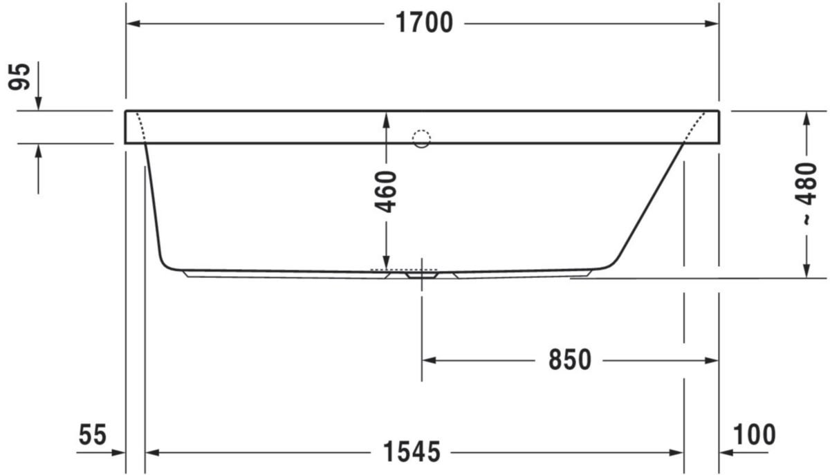 Baignoire Happy D2 1700x700mm blanc a encastrer angle droit réf. 700324000000000