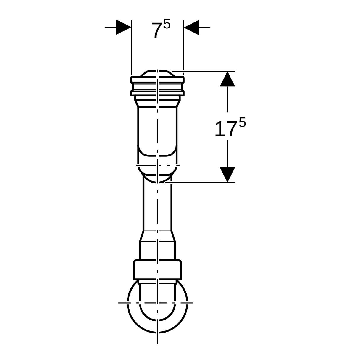 Siphon en S Geberit pour urinoir, avec accessoires de montage, d50, sortie apparente: d=50mm, blanc alpin