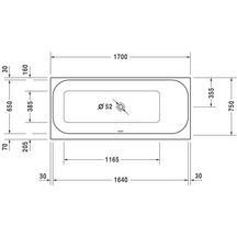 Baignoire Happy D2 1700x750mm blanc a encastrer angle droit réf. 700326000000000