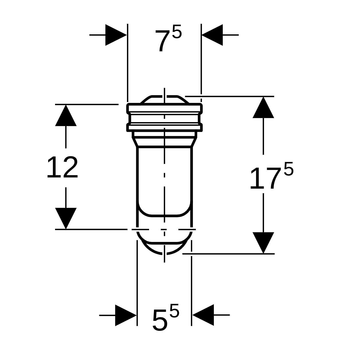 Siphon en S Geberit pour urinoir, avec accessoires de montage, d50, sortie horizontale: d=50mm, Blanc alpin