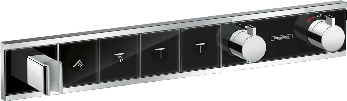 hansgrohe RainSelect Factice Module thermostatique encastré avec 4 fonctions, Noir/Chromé