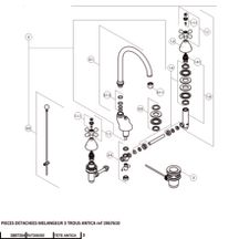 Mélangeur de lavabo Alterna Antica 3 trous bec haut orientable avec vidage