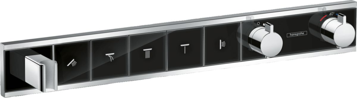 hansgrohe RainSelect Factice Module thermostatique encastré avec 5 fonctions, Noir/Chromé