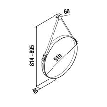 Miroir barbier ronds VINCI diamètre 51cm avec sangle aspect cuir et support mural Réf. 24789