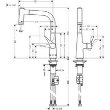 hansgrohe Metris M71 Mitigeur de cuisine 220, avec douchette extractible 2 jets, Chromé