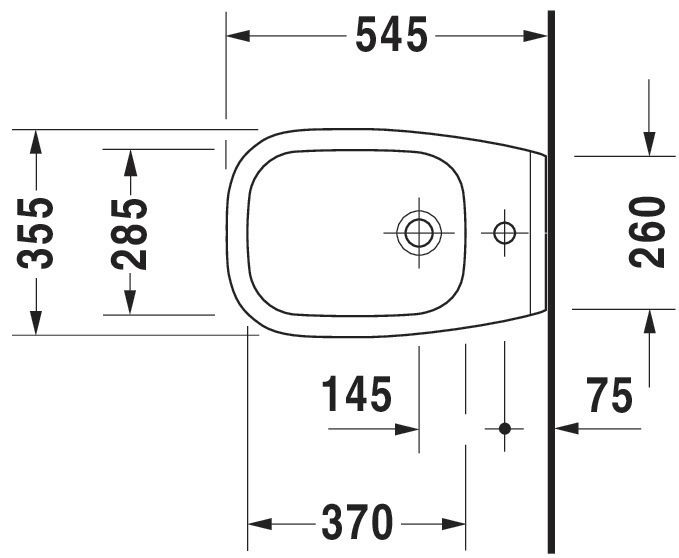 Bidet suspendu 54cm d-code blanc avec trop plein et durafix réf. 2257150000