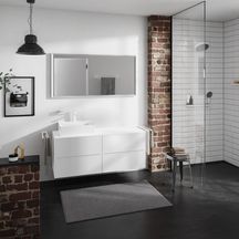 hansgrohe Xevolos E Plan stratifié 1370/550 percé à gauche pour lavabo Xevolos E 500/480, Blanc mat