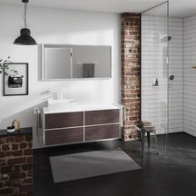 hansgrohe Xevolos E Plan stratifié 1370/550 percé à gauche pour lavabo Xevolos E 500/480, Blanc mat