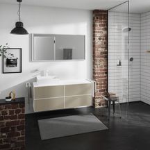 hansgrohe Xevolos E Plan stratifié 1370/550 percé à gauche pour lavabo Xevolos E 500/480, Blanc mat