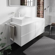 hansgrohe Xevolos E Plan stratifié 1370/550 percé à gauche pour lavabo Xevolos E 500/480, Blanc mat