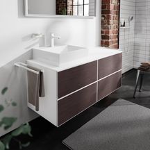 hansgrohe Xevolos E Plan stratifié 1370/550 percé à gauche pour lavabo Xevolos E 500/480, Blanc mat