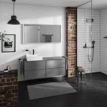 hansgrohe Xevolos E Plan stratifié 1370/550 percé à gauche pour lavabo Xevolos E 500/480, Gris mat