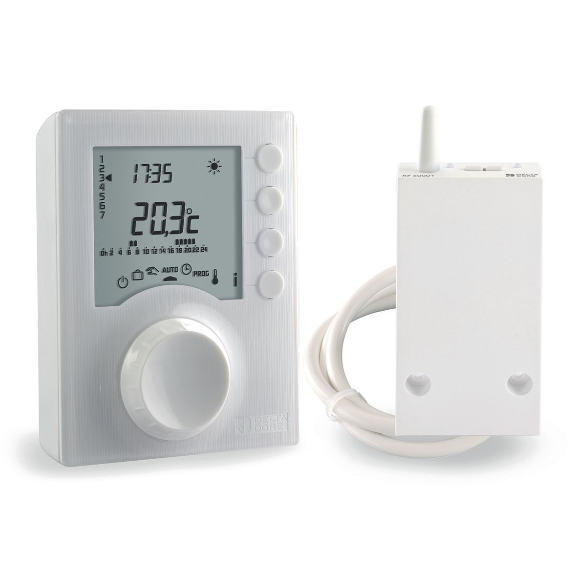 Thermostat d'ambiance Tybox 1137 programmable radio pour chaudière et PAC - mode confort / économique - connectable - fonctionne sur piles Réf. 6053064