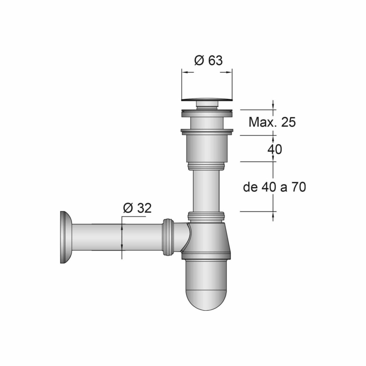 Siphon avec bonde en laiton chromé Réf. 16994