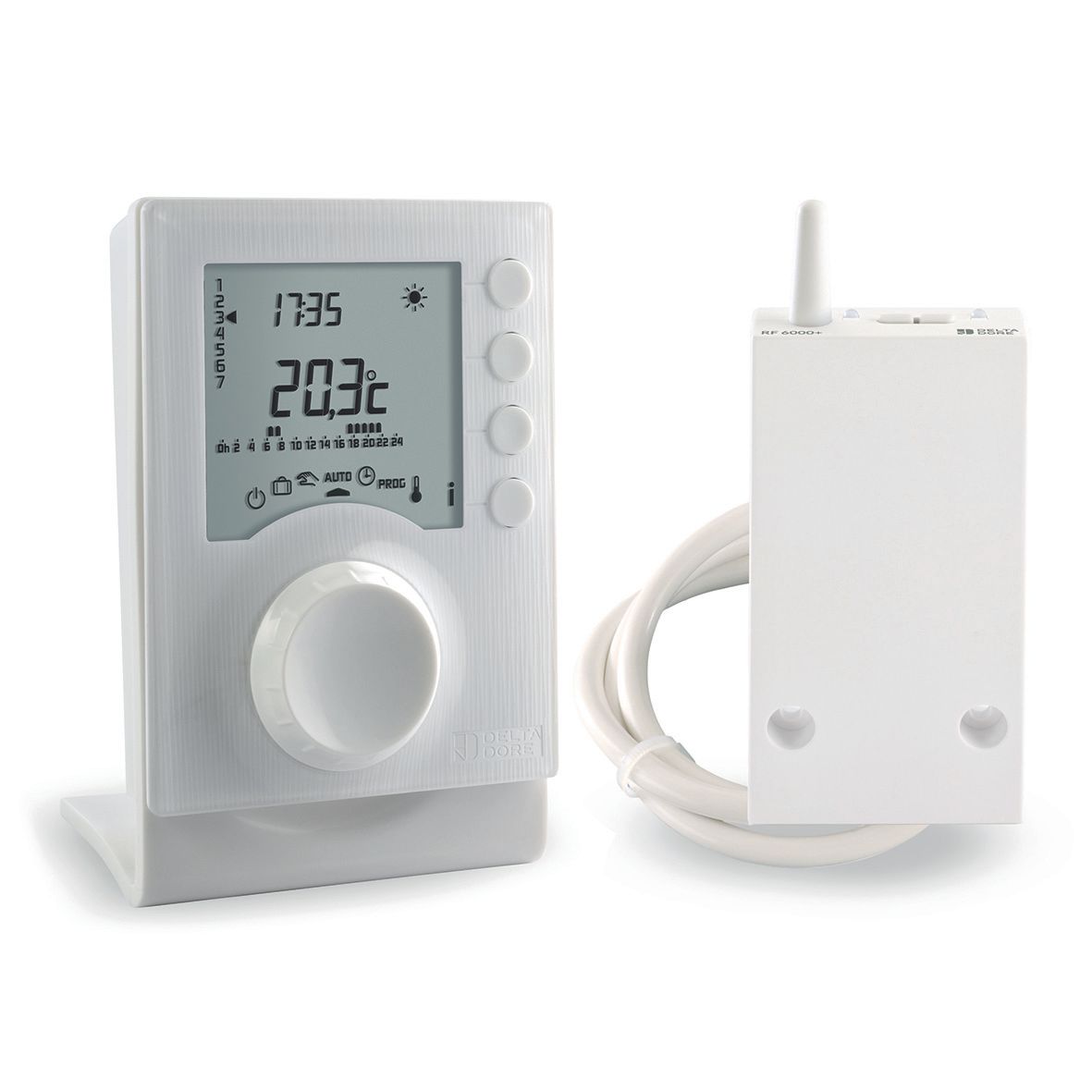 Thermostat d'ambiance Tybox 1137 programmable radio pour chaudière et PAC - mode confort / économique - connectable - fonctionne sur piles Réf. 6053064