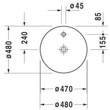 Vasque à poser Cape Cod 480 mm avec ilot robinetterie, sans trop plein, 1 tr, ronde blanc Réf. 2328480000