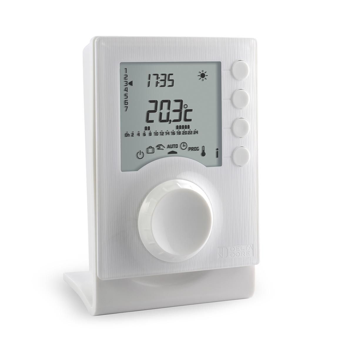 Thermostat d'ambiance Tybox 1137 programmable radio pour chaudière et PAC - mode confort / économique - connectable - fonctionne sur piles Réf. 6053064