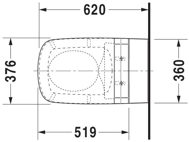 Cuvette suspendu 62cm Durastyle blanc Wondergliss réf. 25370900001