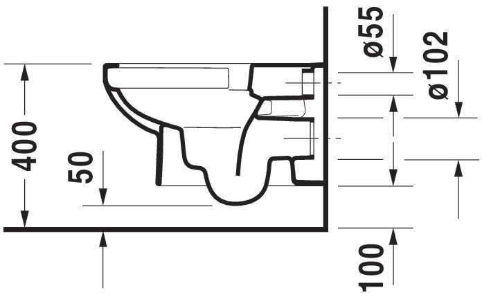 Cuvette DURASTYLE suspendue BASIC RIMLESS à fond creux réf. 2562090000