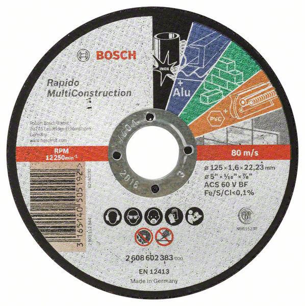 Disque à tronçonner à moyeu plat Rapido Multi Construction ACS 46 V BF 125mm-1,6mm Réf. 2608602383