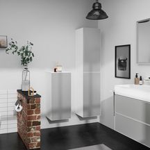 hansgrohe Xevolos E Demi-colonne 400/360 Blanc mat, charnière de porte gauche, Façade: Blanc métallisé