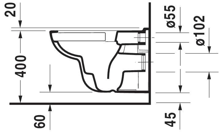 Cuvette suspendue sans bride 545 mm D-Code, blanc réf. 2570090000