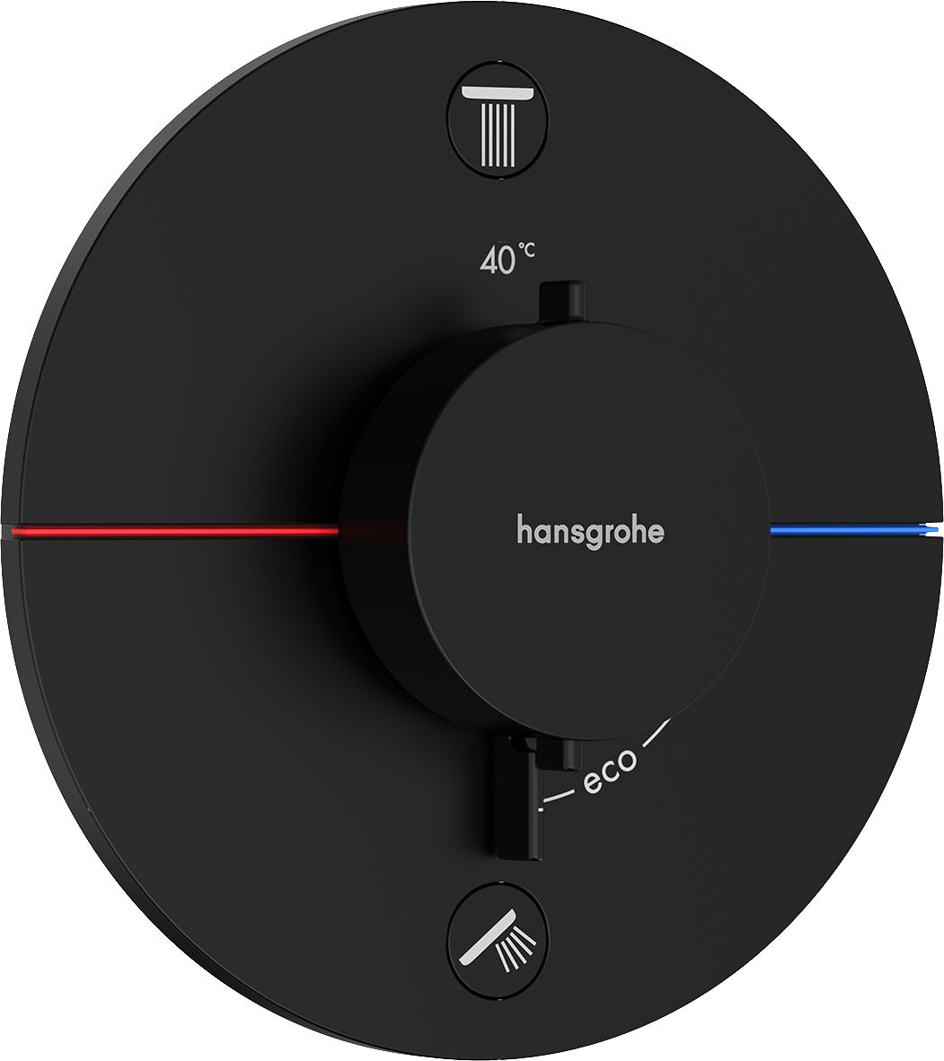 hansgrohe ShowerSelect Comfort S Set de finition pour mitigeur thermostatique encastré avec 2 fonctions, Noir mat