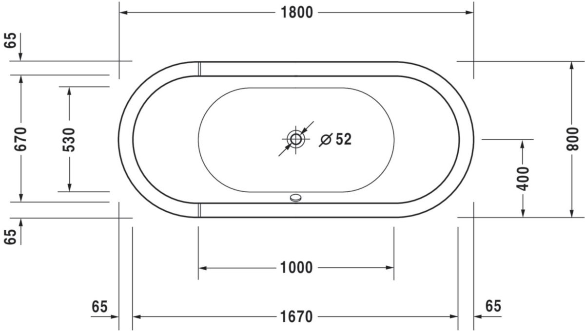 Baignoire ovale starck 1800 x 800mm Réf. 700009000000000