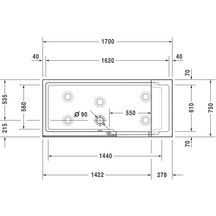 Baignoire Shower + Bath 1700x750mm blanc angle gauche verre transparent banquette Réf. 700403000000000