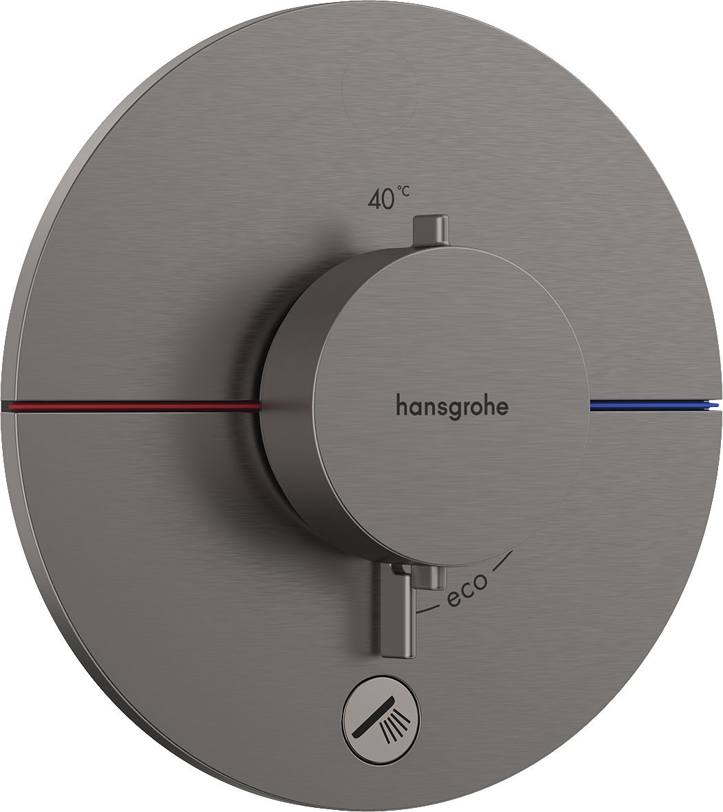 hansgrohe ShowerSelect Comfort S Set de finition pour mitigeur thermostatique encastré, Noir chromé brossé