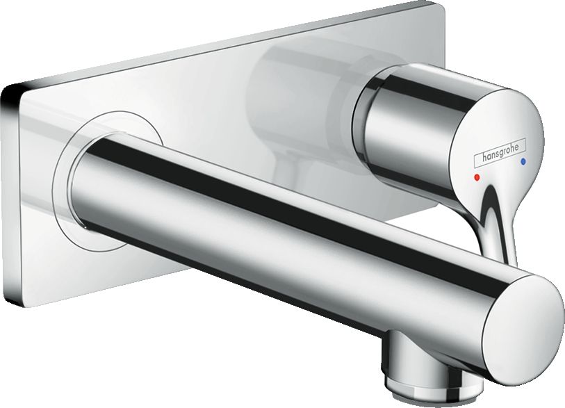 hansgrohe Talis S Factice Mitigeur de lavabo encastré mural, bec 165mm, bonde à écoulement libre, Chrome