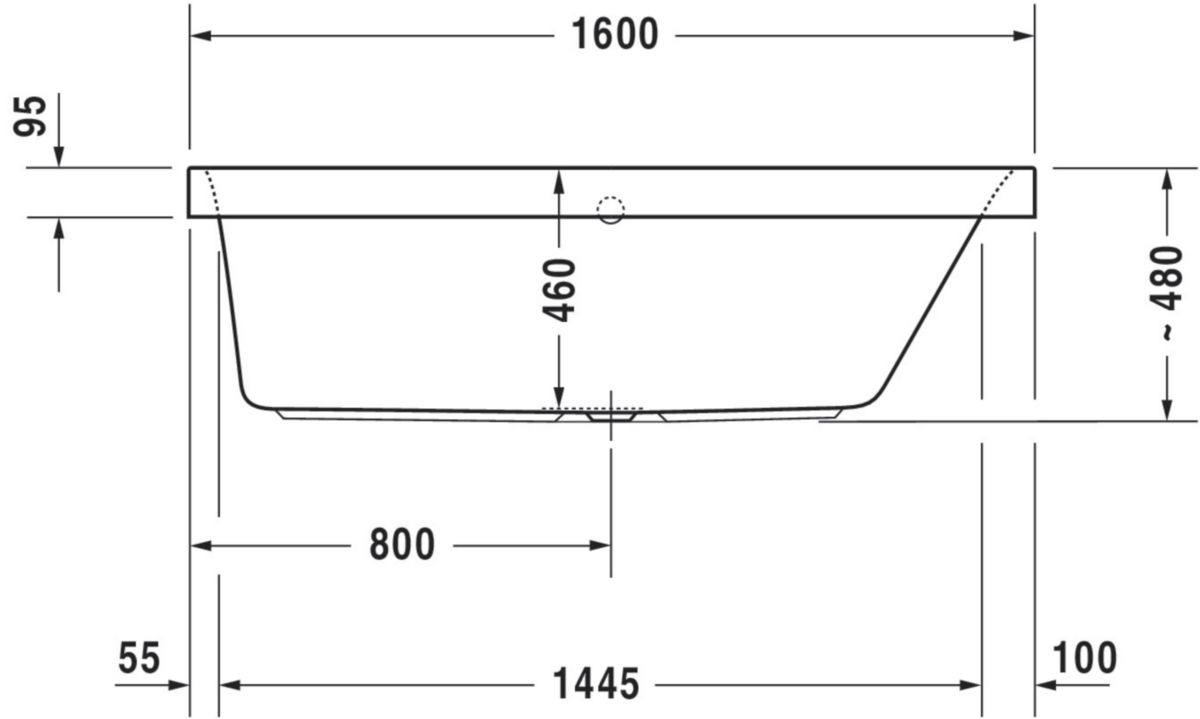 Baignoire Happy D2 1600x700mm blanc a encastrer angle droit réf. 700322000000000