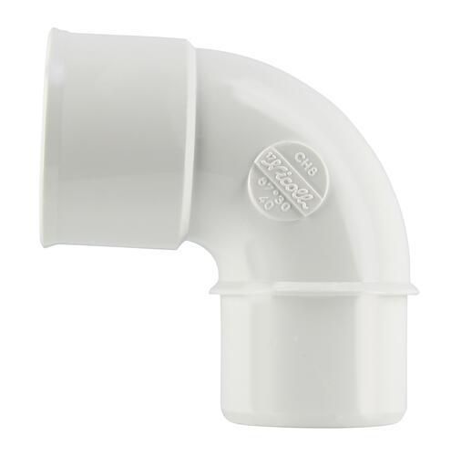 Coude simple mâle femelle 87°30 diamètre 40mm blanc UCH8B