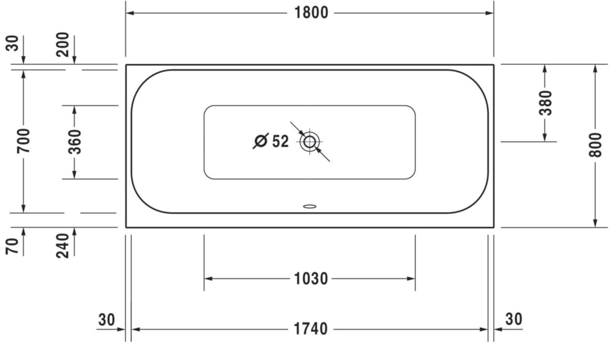 Baignoire Happy D2 1800x800mm blanc a encastrer réf. 700314000000000