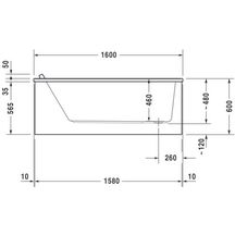 Baignoire Starck 1600x700mm blanc a encastrer avec pieds réf. 700344000000000