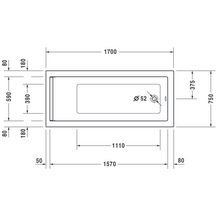 Baignoire Starck 1700x750mm blanc a encastrer réf. 700335000000000