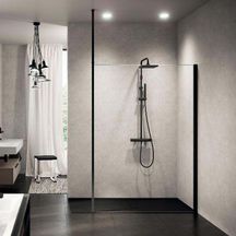 Parois de douche KUADRA h 120 ext.117-120 cm verre transparent noir réf : KUADH120-1H