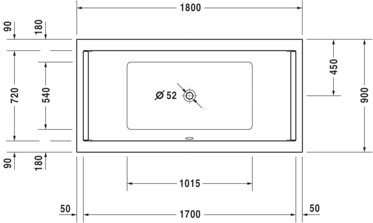 Baignoire Starck 1800x900mm blanc a encastrer avec pieds réf. 700350000000000