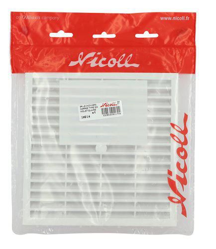 Grille d'aération + moustiquaire spécial façade à sceller à combinaison 1M214 carrée PVC blanc 191x191 mm