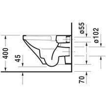 Pack cuvette suspendue DURASTYLE RIMLESS, frein de chute avec abattant et amortisseur de fermeture inclus Réf. 45510900A1