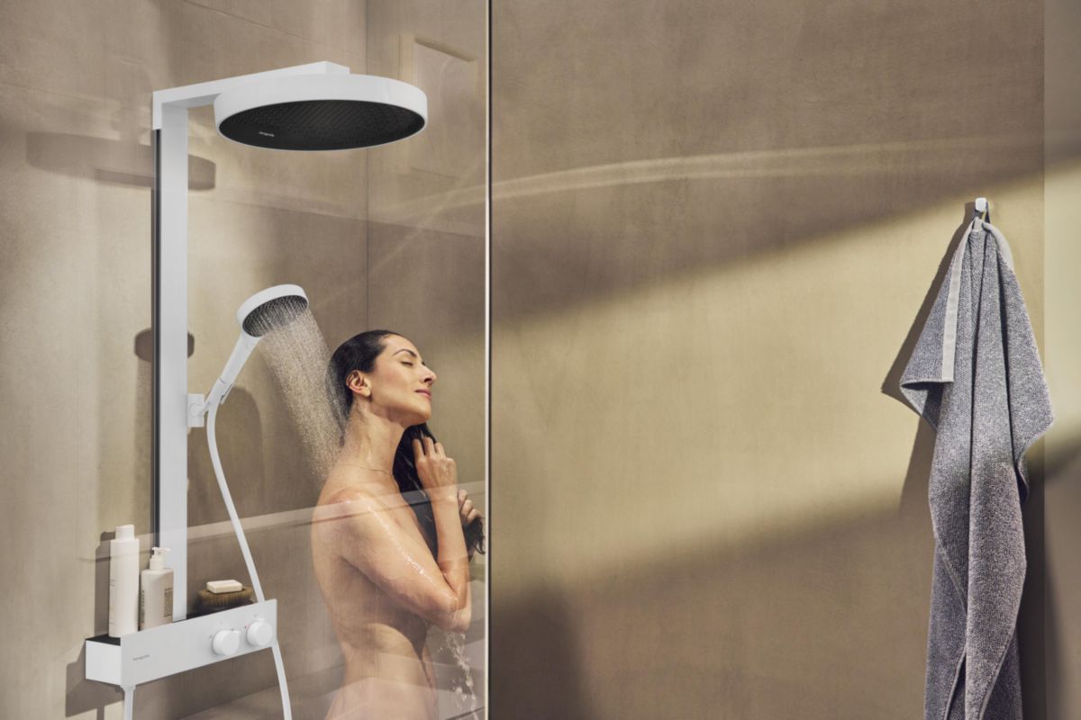 Colonne de douche 360  Rainfinity 1jet avec mitigeur thermostatique ShowerTablet 350 Blanc mat Réf. 26853700