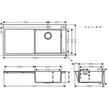 hansgrohe S71 S717-F450 Evier encastré 450 avec égouttoir, Acier inoxydable