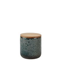 Bougie parfumée - pot en céramique avec couvercle en bois - vert pétrol Réf. 4608388